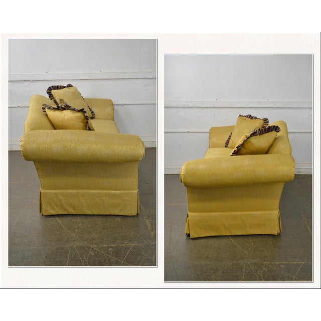 Southwood Custom Gold Upholstered Sofa (B) Chairish