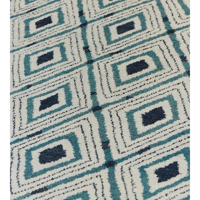 Modern Modern Diamond Pattern Handwoven Wool Rug For Sale - Image 3 of 8