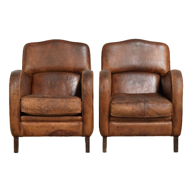 Vintage Industrial Sheepskin Lounge Chairs, Set of 2 For Sale