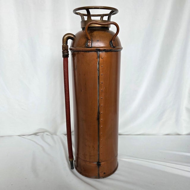 Early 20th Century Mid-Century Elkhart Brass 2.5 Gal Soda-Acid Vintage Fire Extinguisher W/ Pyrene Bottle For Sale - Image 5 of 18