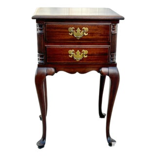 Vtg. J.B.Van Sciver Co. Queen Anne Style Mahogany Two Drawer Nightstand/Table For Sale