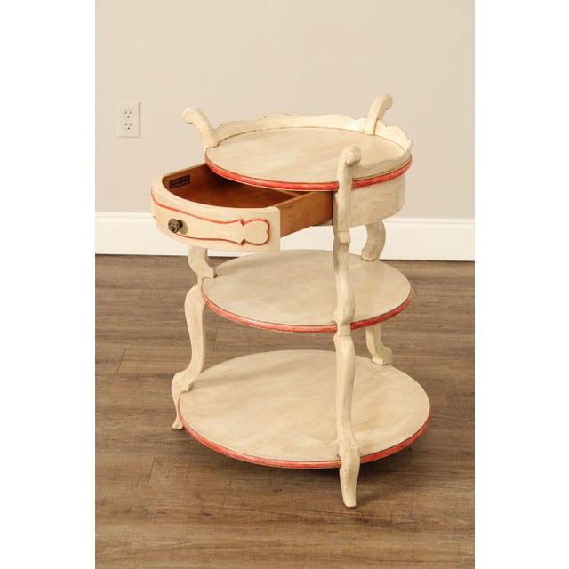 Mid 20th Century Grosfeld House French Louis XV Style Pair Three Tier Painted Side Tables For Sale - Image 5 of 12
