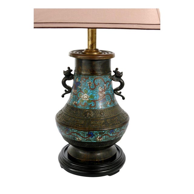 Antique Cloisonné Bronze Lamp | Chairish