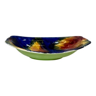 Vintage Oval Maling Multicolored Art Deco Bowl Made in England - Circa 1930’s For Sale