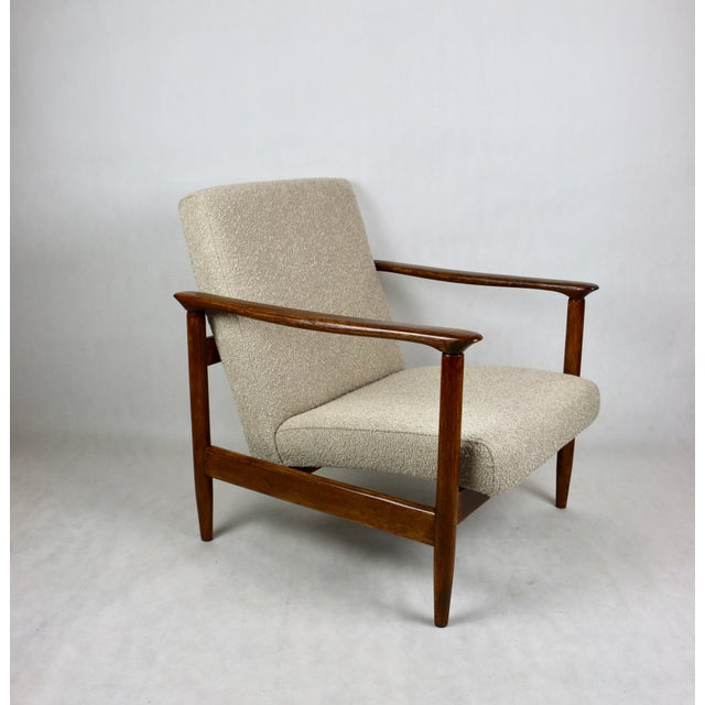 Beige Bouclé GFM-142 Armchair attributed to Edmund Homa, 1970s For Sale - Image 11 of 11
