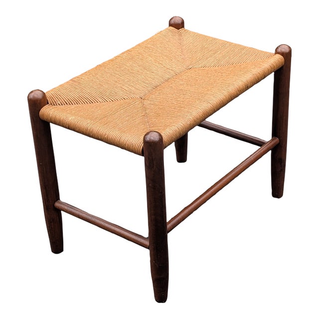 Vintage French Country Rush Footstool Stool For Sale