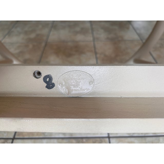 1960s Set of 2 Vintage Baker “Signature” Mid-Century Dining Armchairs in Cream With Blue Upholstered Seats For Sale - Image 5 of 6