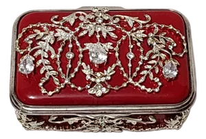 Rare Halcyon Days Swarovski Crystal Trinket Pill Box Vintage Handcrafted Gilbert Collection Enamel