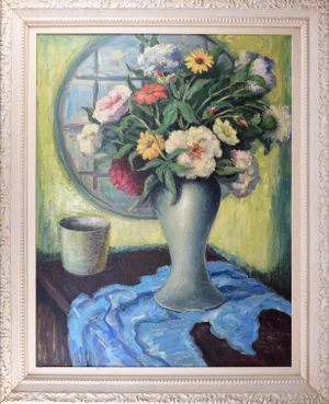 Vintage Impressionist Floral Still Life Oil Painting C. 1940s-1950s