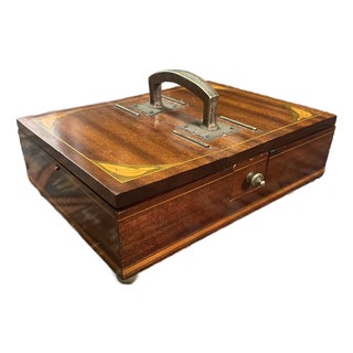 Rare 19th-Century Antique American Mahogany Inlaid Compartment Box For Sale