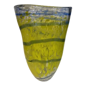 Contemporary Art Glass Vase With Swirled Design