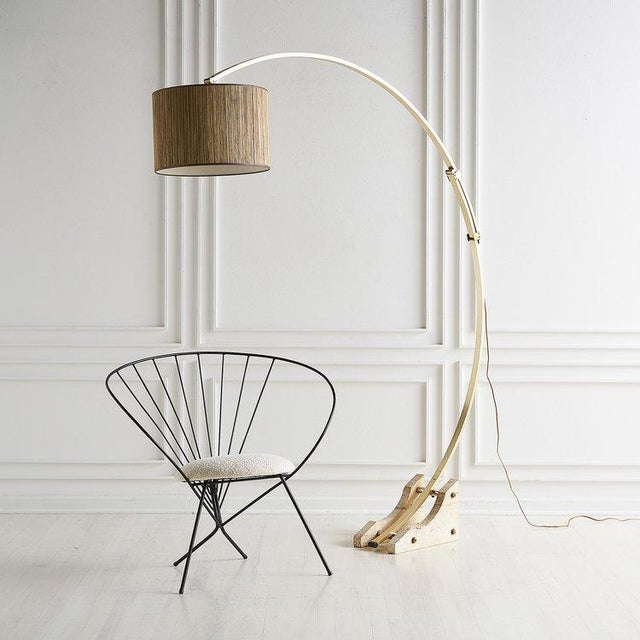 Brass Arc Floor Lamp With Travertine Base Germany 1960s Chairish