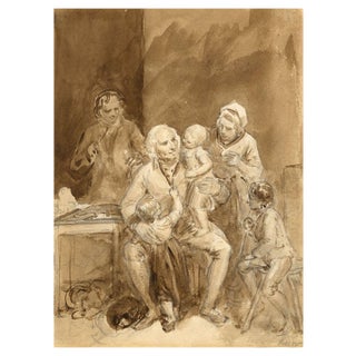 John Masey Wright OWS, Visit to the Grandfather, Early 19th Century, Watercolour For Sale