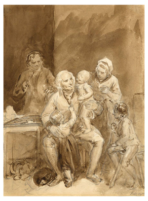 John Masey Wright OWS, Visit to the Grandfather, Early 19th Century, Watercolour