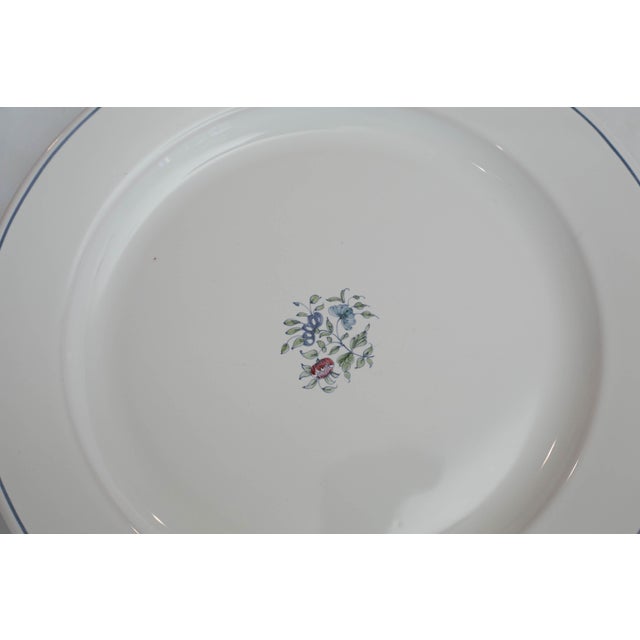 Late 20th Century French Moustiers Faïence Dinnerware Set for Eight | Atelier De Ségriès | Hand-Painted Blue Banded Floral - 35pcs For Sale - Image 10 of 18