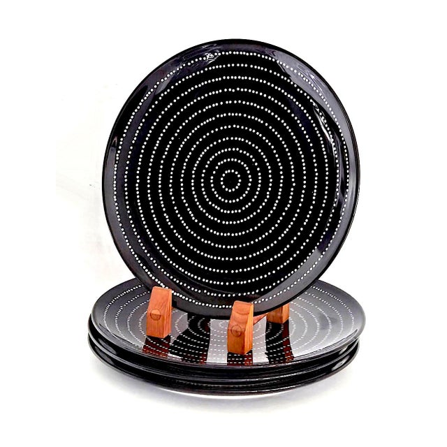 Offered is a vintage set of large ceramic dinner plates designed by S. Sundling for Ikea in 2008. They are part of the...