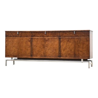 Burl and Aluminum Credenza by White Furniture For Sale