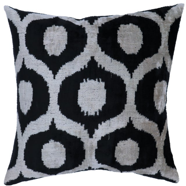 Mid-Century Modern Handmade Luxury Black Velvet Decorative Throw Pillow With Down Insert For Sale - Image 3 of 11
