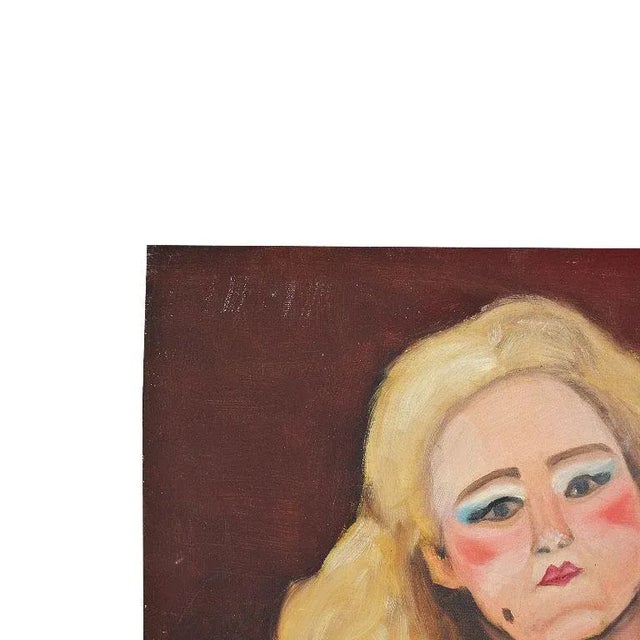 Original Expressionist Portrait Painting of a Woman in Pink - 16" X 12" - Signed For Sale - Image 4 of 8