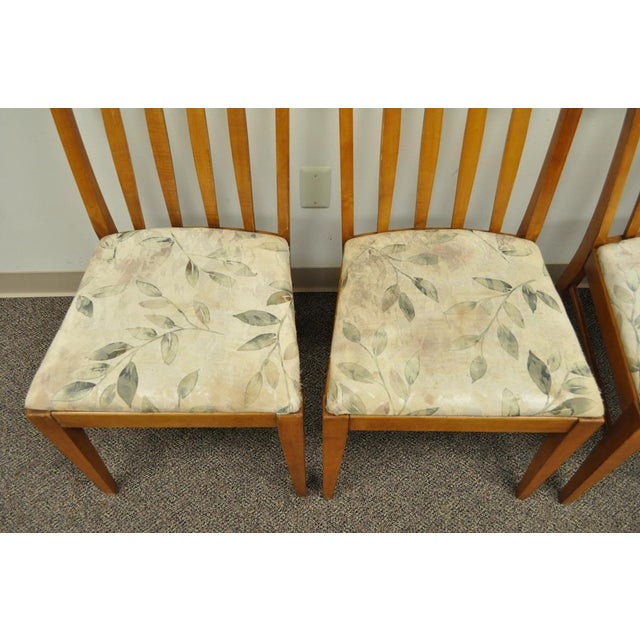 4 Vintage Mid Century Modern Maple Slat Back Dining Chairs ...