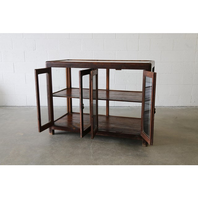 Mid-Century Modern 1950s Indonesian Solid Burmese Teak Store Display Cabinet Bar For Sale - Image 3 of 12