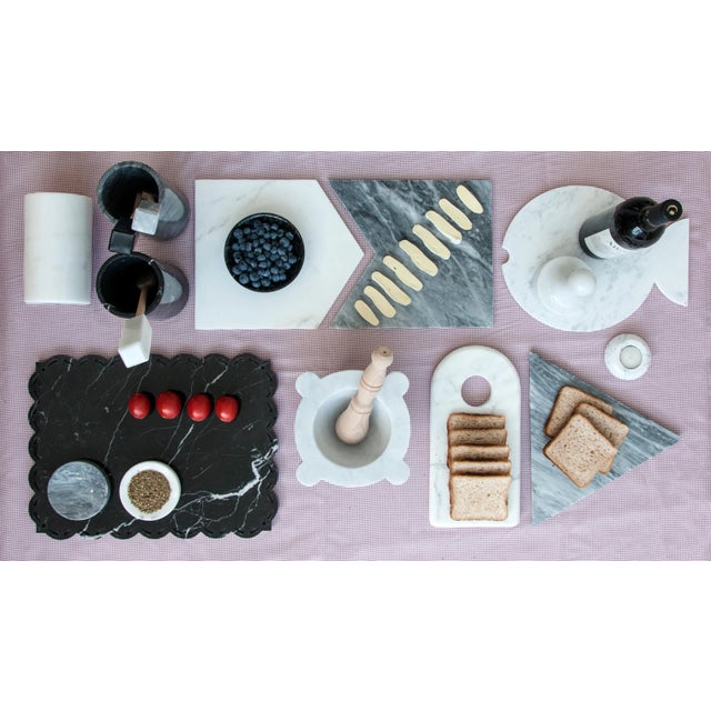 Rounded Dark Green Marble Cheese Plate For Sale - Image 10 of 14