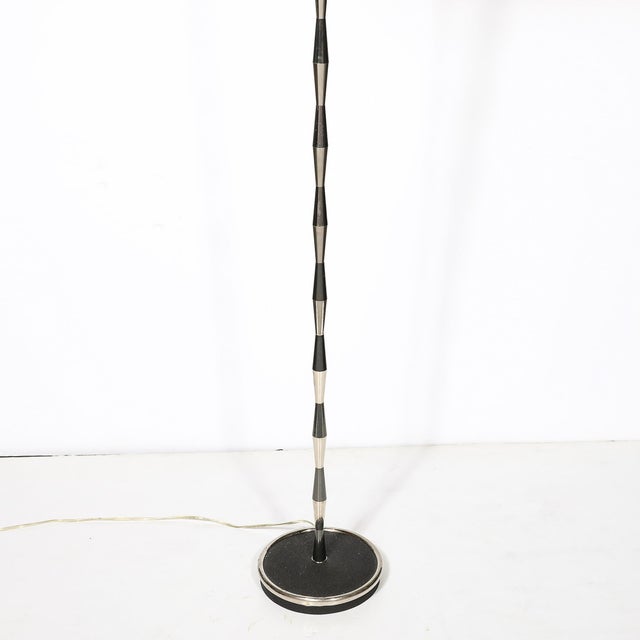 1960s 1960s Pair of MidCentury Geometric Polished Nickel & Gunmetal Floor Lamps by Gio Ponti For Sale - Image 5 of 15