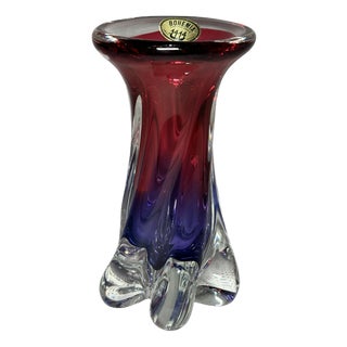 Gradient Pink-Purple Vase from Bohemia, 1970s For Sale