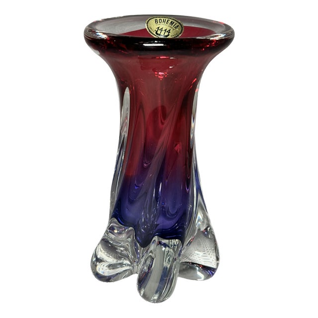 Gradient Pink-Purple Vase from Bohemia, 1970s For Sale