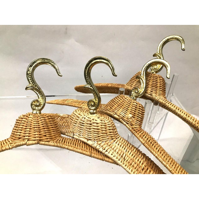 Wicker Vintage Rattan Coat Hangers — Set of 4 For Sale - Image 7 of 11