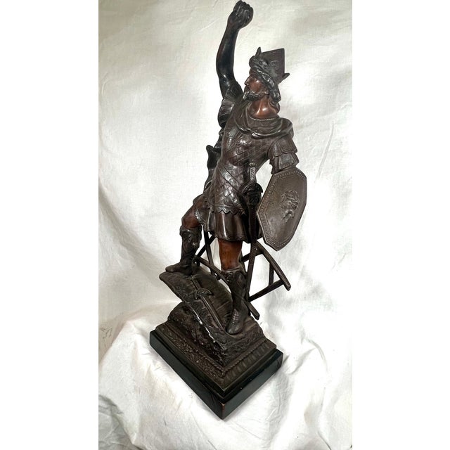 Early 20th Century Pair of Bronzed Finish Spelter Figures of Gallic Warriors For Sale - Image 15 of 18