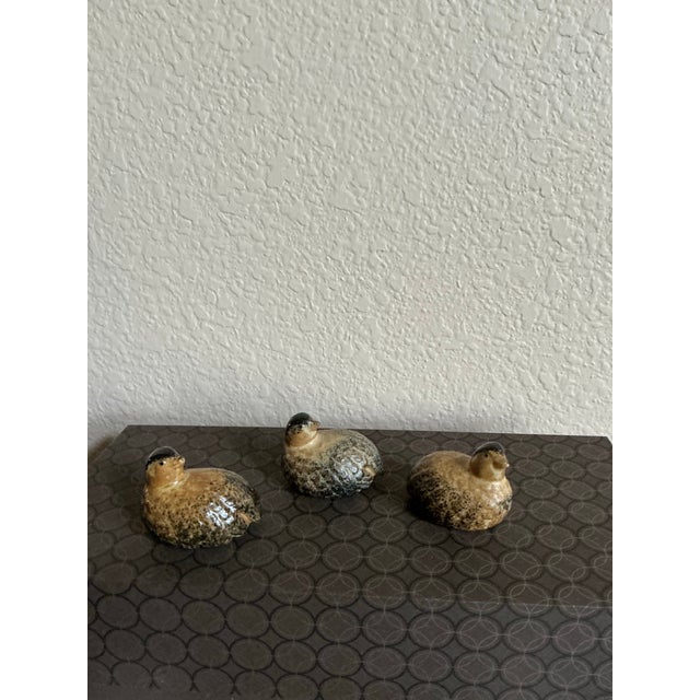 Super cute and charming mini trio of mid‑century ceramic quail, crafted in warm speckled earth‑tone glazes typical of...