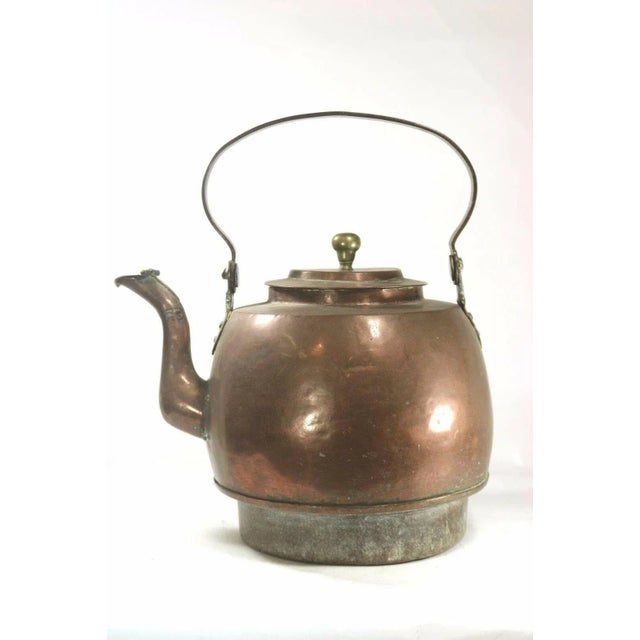A very fine monumental classical 18th century hand-forged copper water kettle for the hearth fire used in the 18th century...