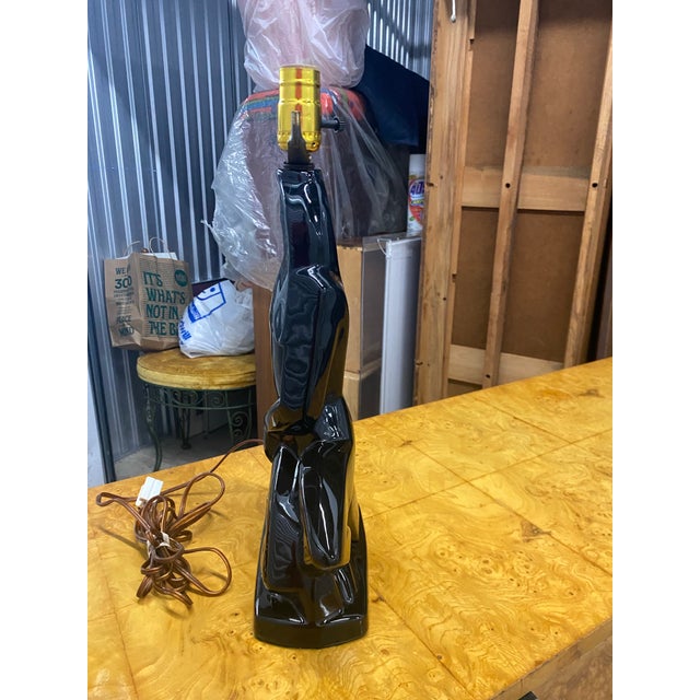 1960s Black Ceramic Abstract Table Lamp . For Sale - Image 11 of 12