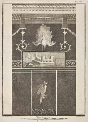 Giovanni Elia Morghen, Ancient Roman Fresco Herculaneum, Etching, 18th Century