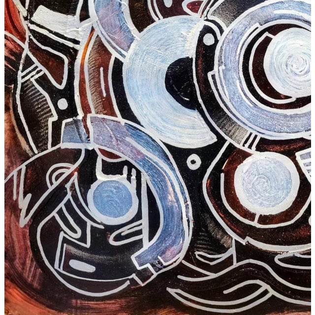 Created with acrylic on paper, this painting embraces abstraction to express cognitive overload and emotional fatigue....