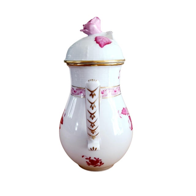 Herend exquisite Chinese Bouquet raspberry individual 6.5” coffee pot with rose knob lid. This is a discontinued item....