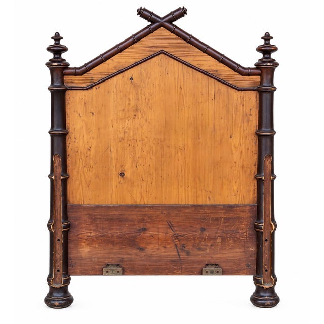 French Victorian Carved Pine Faux Bamboo Daybed or Twin Headboards For Sale - Image 4 of 5