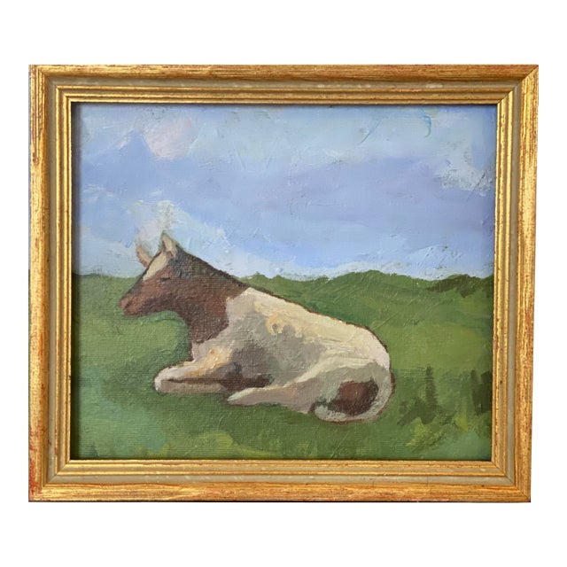 Resting Cow Painting by Dana Gibson For Sale