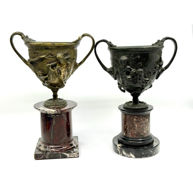 Mated Pair 19th Century NeoClassical Bronze Tazzas after the Pompeiian Antiques For Sale - Image 12 of 18