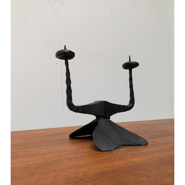Mid-Century Brutalist Wrought Iron Candle Holder by David Palombo, 1960s For Sale - Image 12 of 18