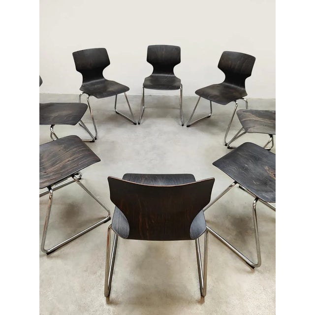 1960s Vintage Pagwood Stacking Chairs from Flötotto, 1960 For Sale - Image 5 of 10