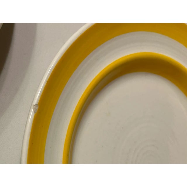 Yellow Metlox Pottery Yellow Banded Stripe Stoneware Plates- Set of 5 For Sale - Image 8 of 9