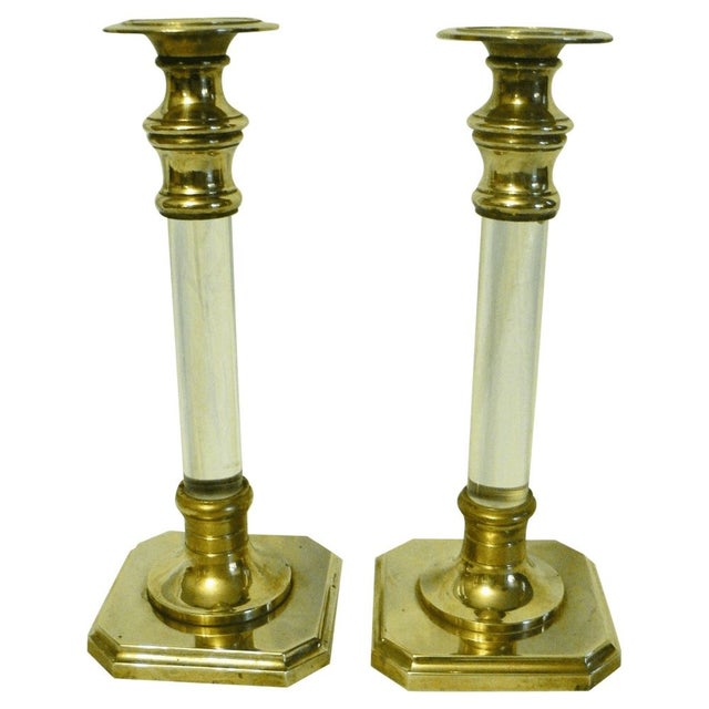 Brass & Lucite/Acrylic Candlesticks A Pair Chairish