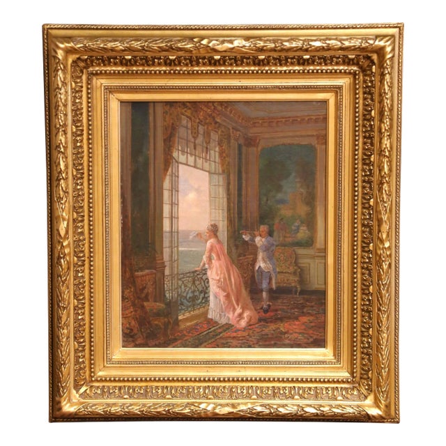19th C. Genre Oil on Canvas Painting in Giltwood Frame Signed Amédée Greux For Sale