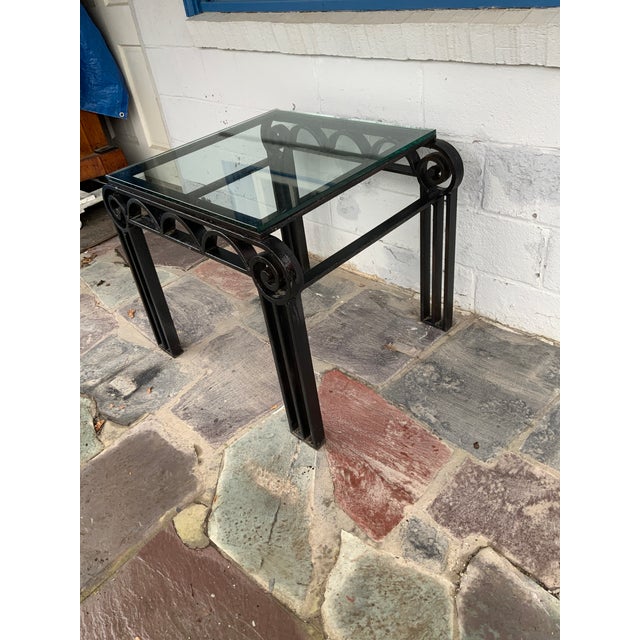 1920s Deco Style Cast Iron Glass Top Table For Sale - Image 4 of 10
