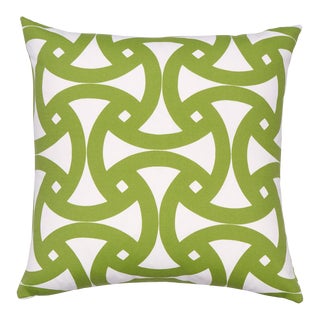 Schumacher x Trina Turk Santorini Print Indoor/Outdoor Pillow 20" in Fern For Sale