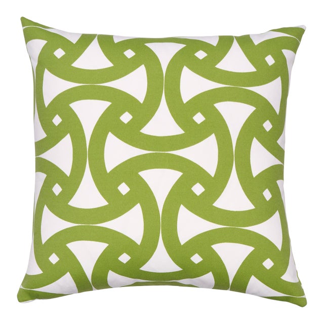 Schumacher x Trina Turk Santorini Print Indoor/Outdoor Pillow 20" in Fern For Sale