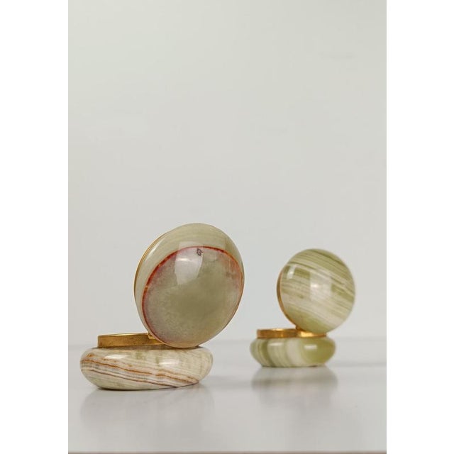 Mid-Century Modern Pill Boxes in Green Onyx Marble and Gilt Metal, 1970s, Set of 2 For Sale - Image 10 of 18