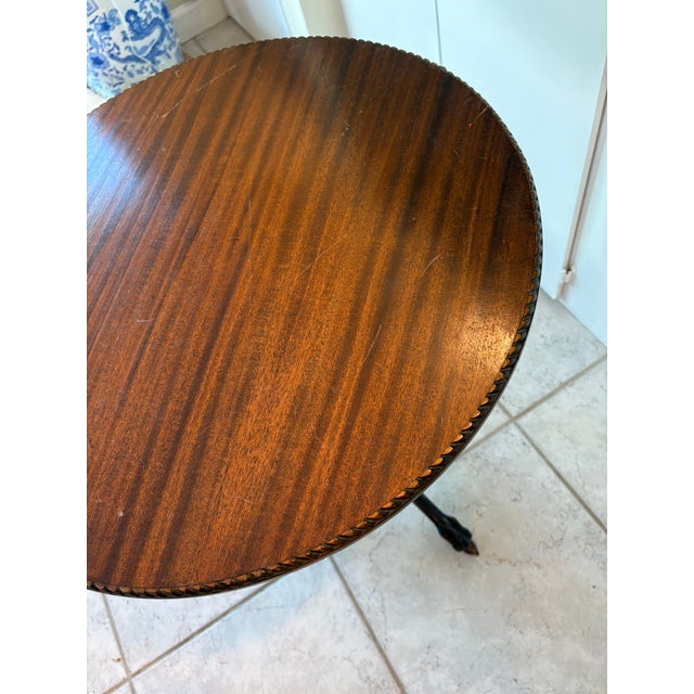 Vintage Hand Carved Tripod Pie Crust Wood Accent Table in the Manner of Chippendale For Sale - Image 10 of 16